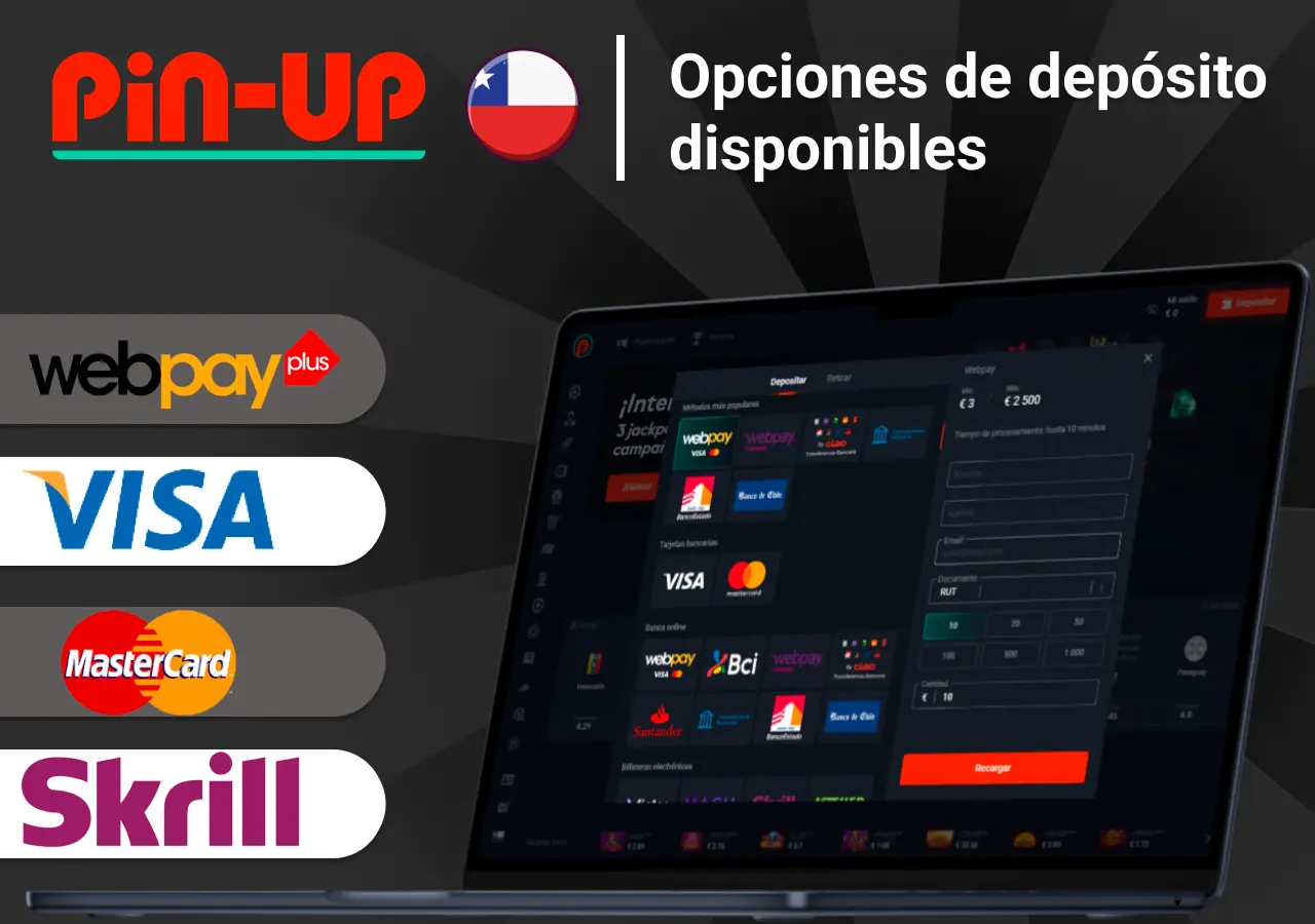 Opciones de depósito: Webpay, VISA, MasterCard y Skrill