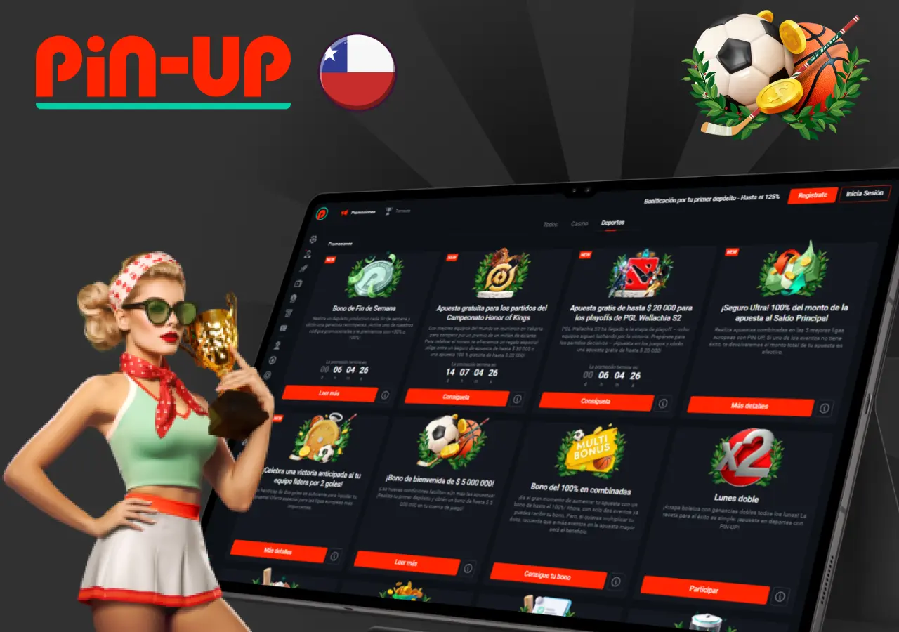 Bono exclusivo de Pin-Up Chile para apuestas deportivas con hasta 125% en el primer depósito
